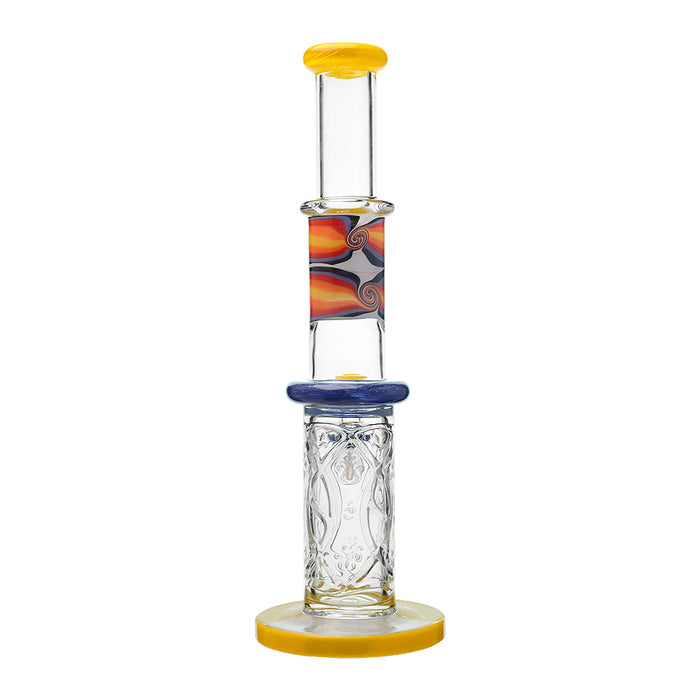 Calibear Wigwag Wall Perc Glass Bong with Encased Opal | 11.8" Artistic Pipe