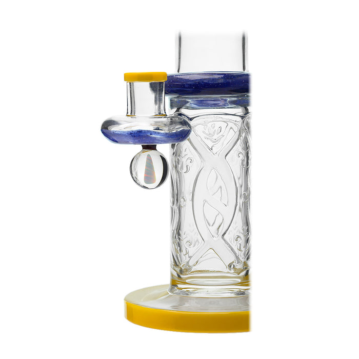 Calibear Wigwag Wall Perc Glass Bong with Encased Opal | 11.8" Artistic Pipe
