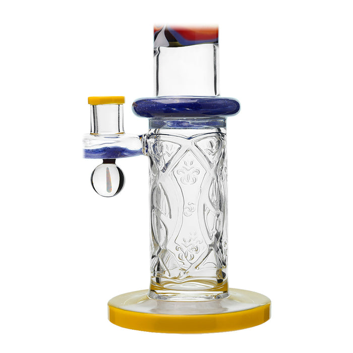 Calibear Wigwag Wall Perc Glass Bong with Encased Opal | 11.8" Artistic Pipe