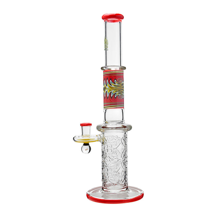 Calibear Wigwag Wall Perc Glass Bong with Encased Opal | 11.8" Artistic Pipe