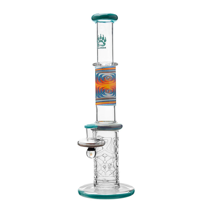 Calibear Wigwag Wall Perc Glass Bong with Encased Opal | 11.8" Artistic Pipe