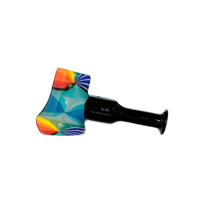 Colorful Starburst Axe Glass Pipe - Artisan Borosilicate Hand Pipe
