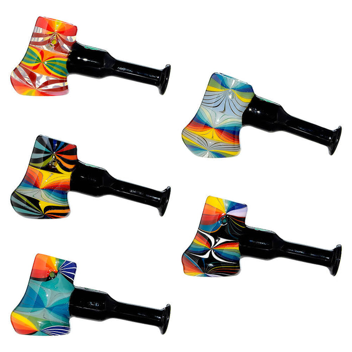 Colorful Starburst Axe Glass Pipe - Artisan Borosilicate Hand Pipe