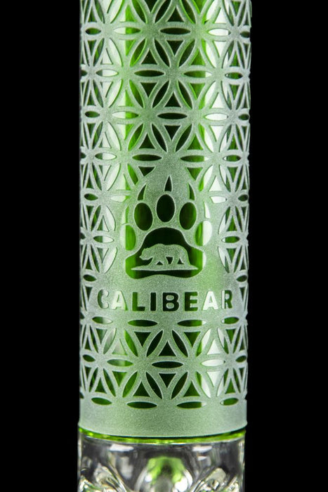Calibear Deep Sandblasted Glass Beaker Bong | 8" & 14" Artistic Water Pipe