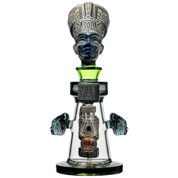 Etch Dab Rig V4 | 10.5" Egyptian Pharaoh Sculptural Glass Rig with Slitted Cut Perc