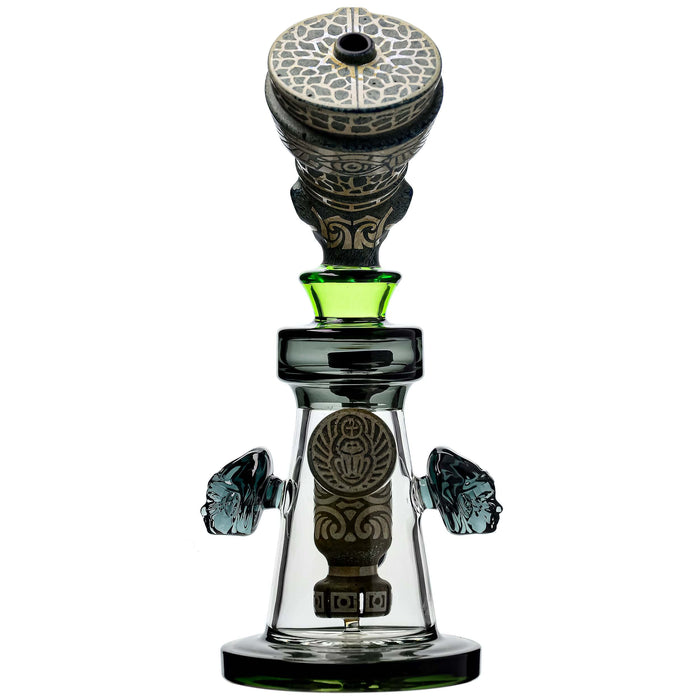 Etch Dab Rig V4 | 10.5" Egyptian Pharaoh Sculptural Glass Rig with Slitted Cut Perc