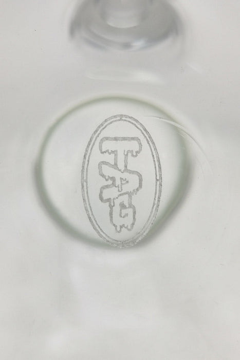 TAG - 20" Beaker 50x5MM - 18/14MM Downstem (5.00") Wavy Sandblasted Logo - Clear .01