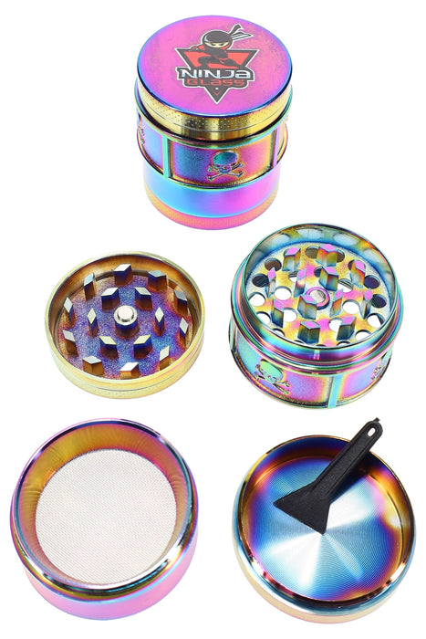 Ninja Glass Rainbow 4-Part Metal Herb Grinder – 1½″