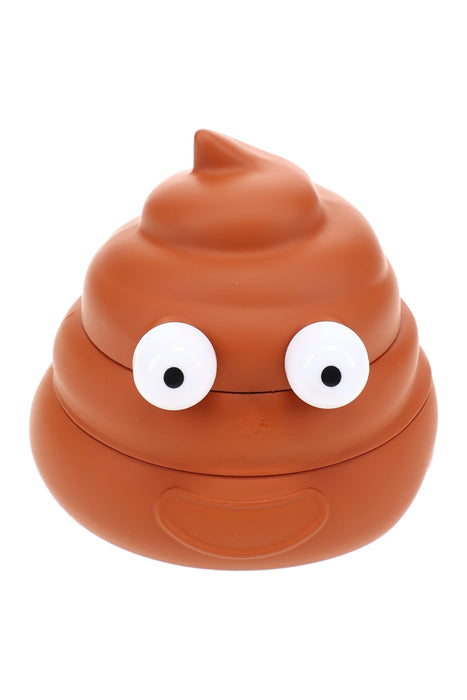 Plastic & Metal Poop Emoji Herb Grinder “Cheeky Chomp” – 1¾″ – Assorted Colors