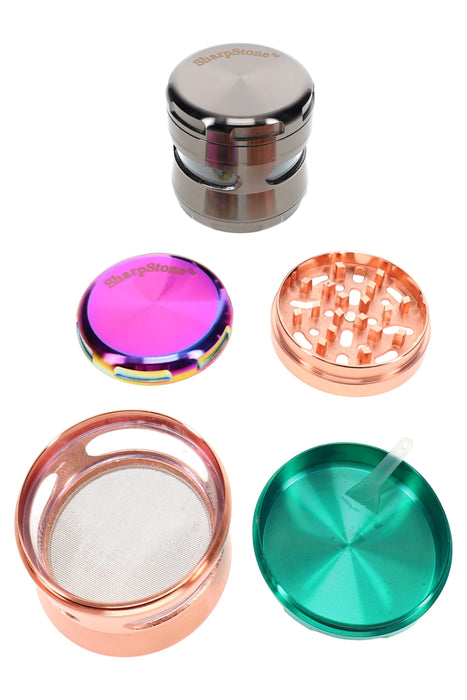 Windowed 4-Part Metal Herb Grinder – 2½″