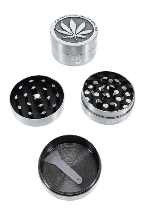 Leaf Design 3-Part Metal Herb Grinder “Mini Leaf” – 1½″