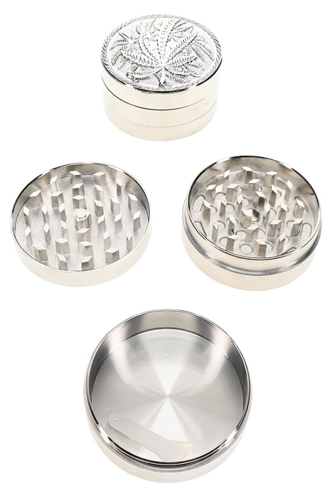 Leaf Design 3-Part Metal Herb Grinder “Leaf Lift” – 2″