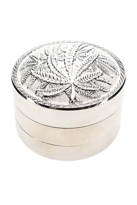 Leaf Design 3-Part Metal Herb Grinder “Leaf Lift” – 2″