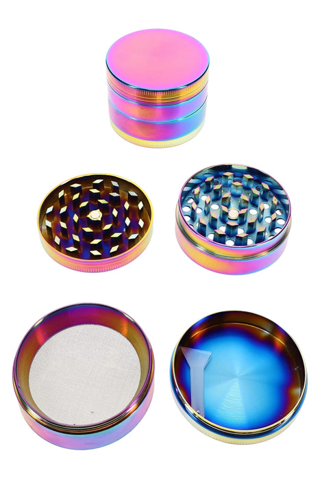 Rainbow 4-Part Metal Herb Grinder “Disco Mill” – 2″