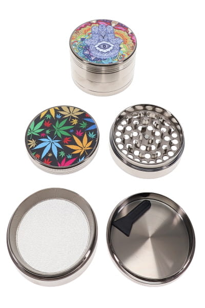 Decal 4-Part Metal Herb Grinder “Lid Trip” – 2″, 2½″ – Assorted