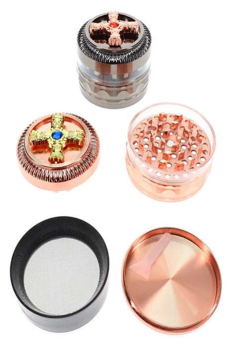 4-Part Metal Herb Grinder “Gem Spinner” – 2″ – Assorted