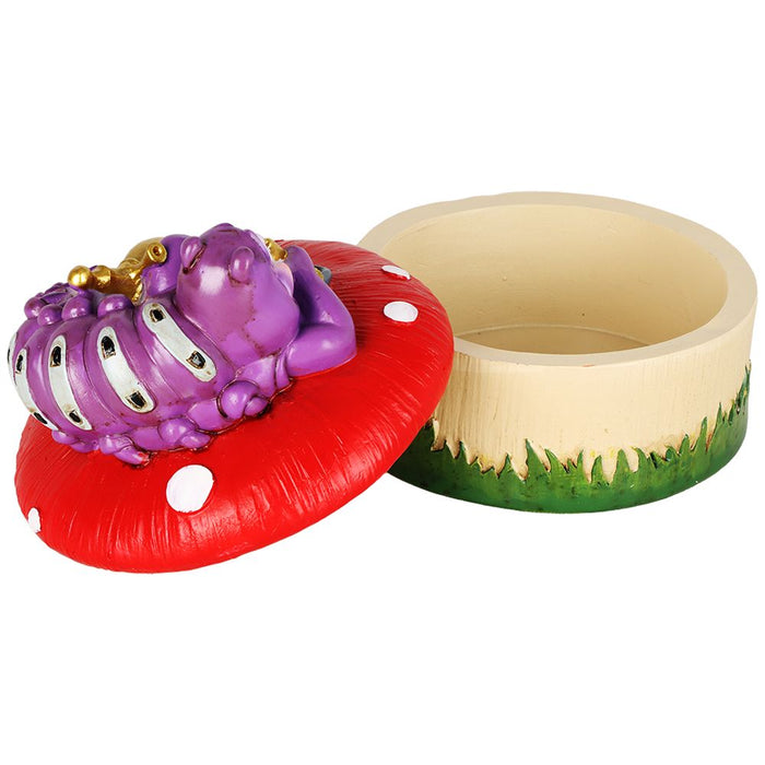 Caterpillar Mushroom Polyresin Trinket Box - 3.5" x 4.5"