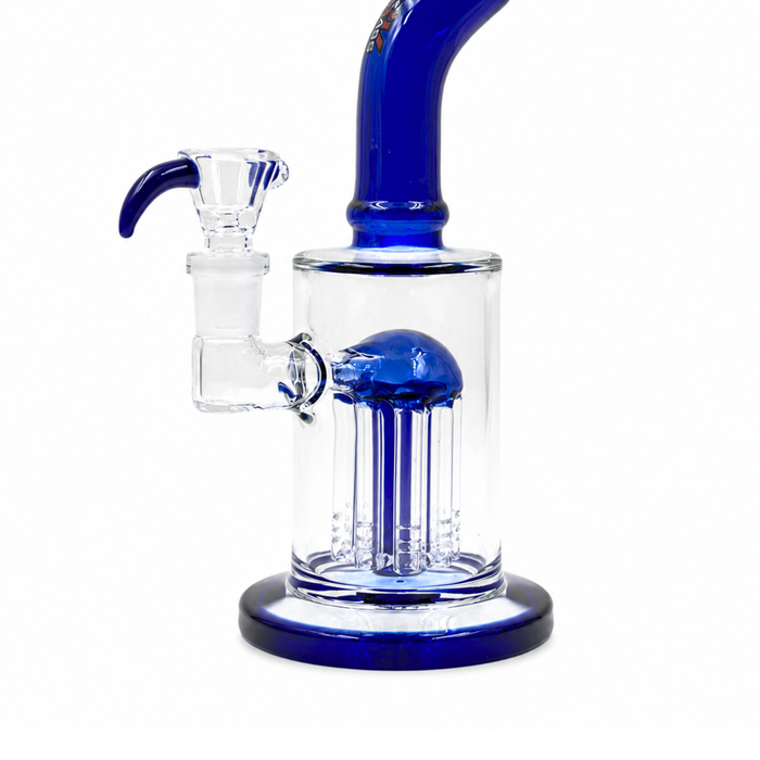 Cobalt Contour 8" Rock Glass Tree Perc Bong