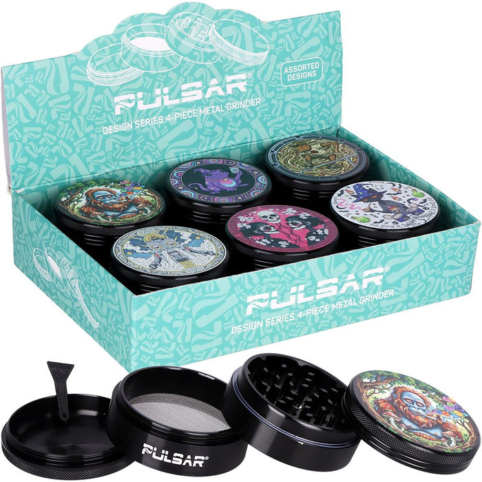 6PC DISPLAY - Pulsar Design Series Grinder - 2.5" / 4pc / Assorted Designs