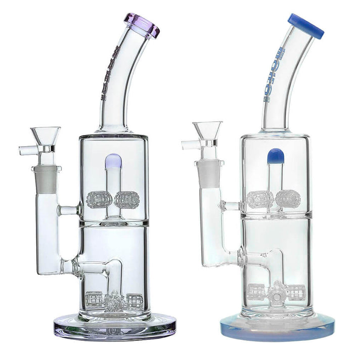 Glass Bong Quad Matrix Perc Water Pipe | 11.8" Scientific Bong