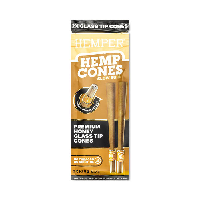 Pre-Rolled King Size Glass Tipped Hemp Cones | 2PK