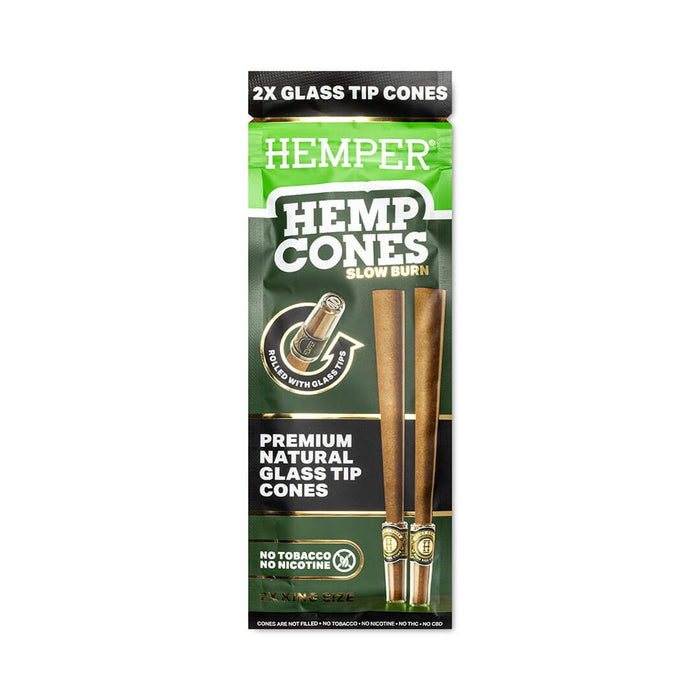 Pre-Rolled King Size Glass Tipped Hemp Cones | 2PK