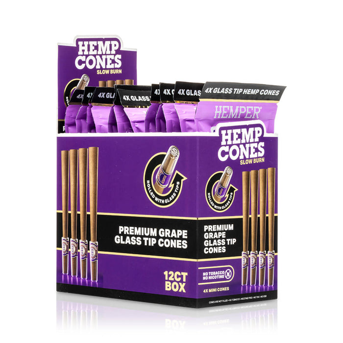 Pre-Rolled Mini Size Glass Tipped Hemp Cones | 4PK