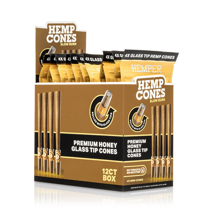 Pre-Rolled Mini Size Glass Tipped Hemp Cones | 4PK