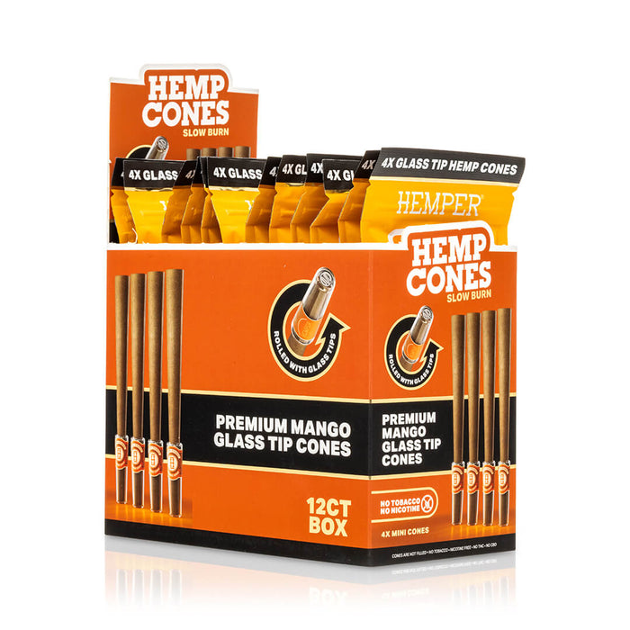 Pre-Rolled Mini Size Glass Tipped Hemp Cones | 4PK
