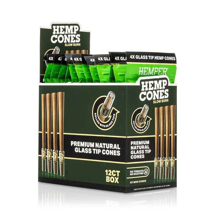 Pre-Rolled Mini Size Glass Tipped Hemp Cones | 4PK