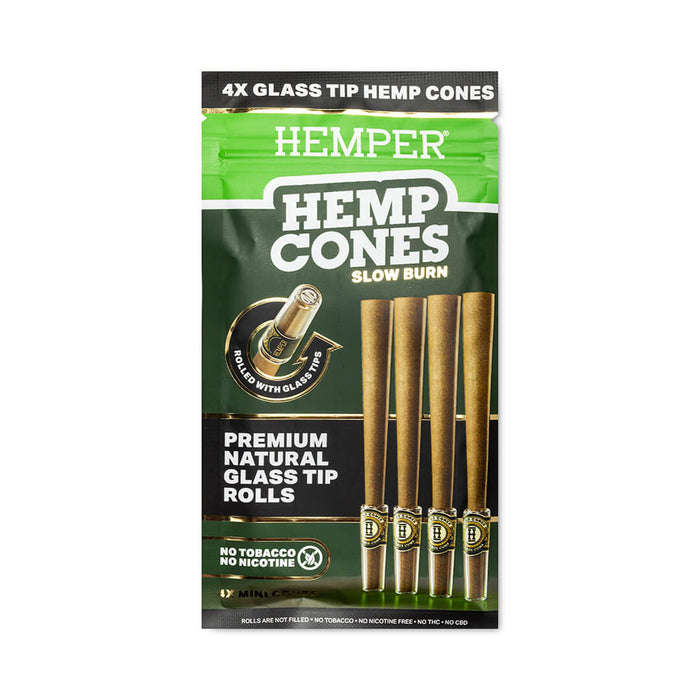 Pre-Rolled Mini Size Glass Tipped Hemp Cones | 4PK