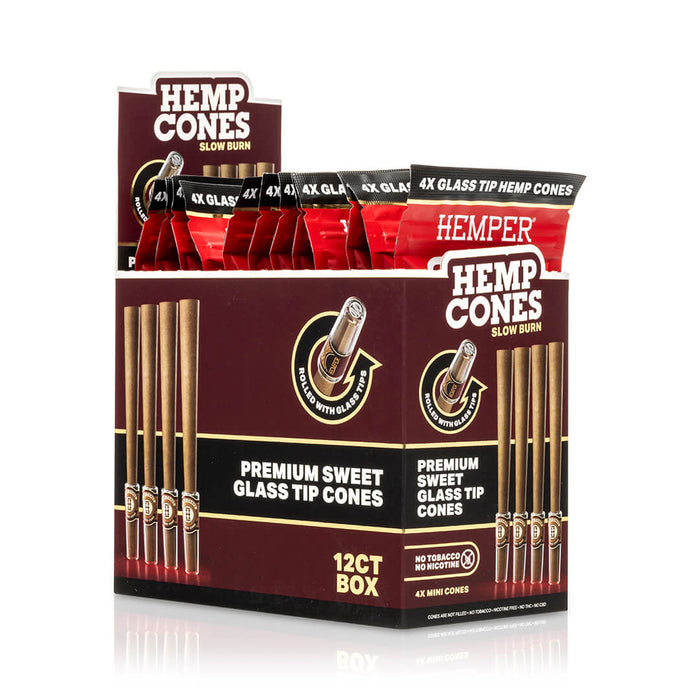 Pre-Rolled Mini Size Glass Tipped Hemp Cones | 4PK