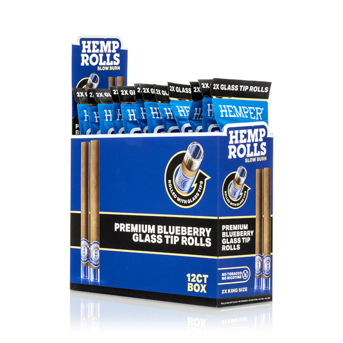 Pre-Rolled 2PK King Size Glass Tipped Hemp Rolls | 12ct Display