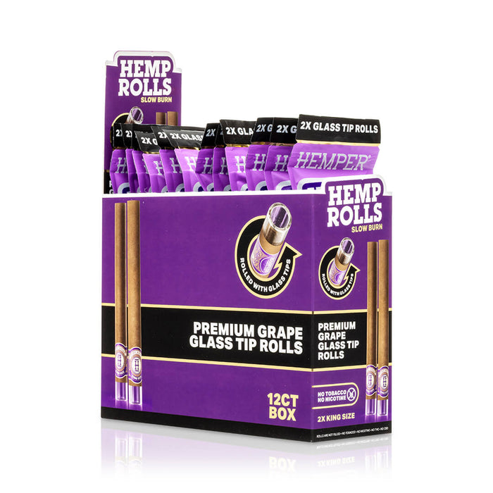 Pre-Rolled 2PK King Size Glass Tipped Hemp Rolls | 12ct Display