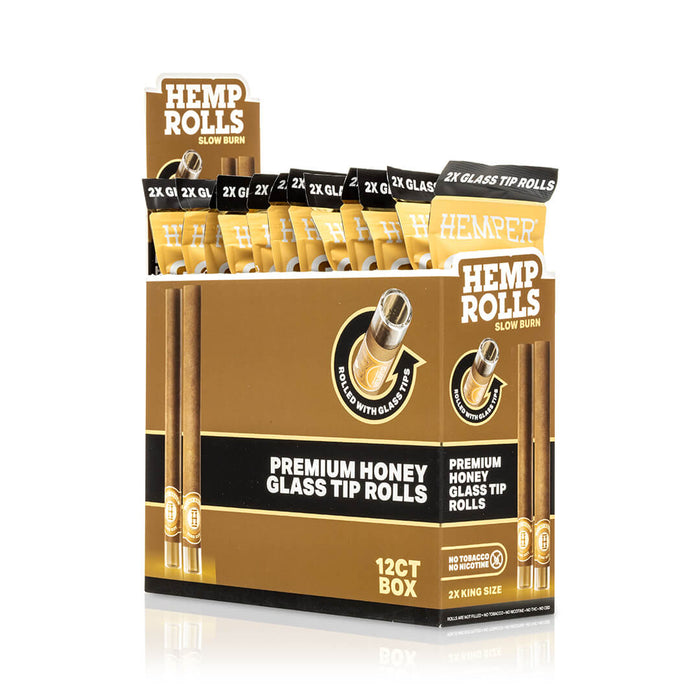 Pre-Rolled 2PK King Size Glass Tipped Hemp Rolls | 12ct Display