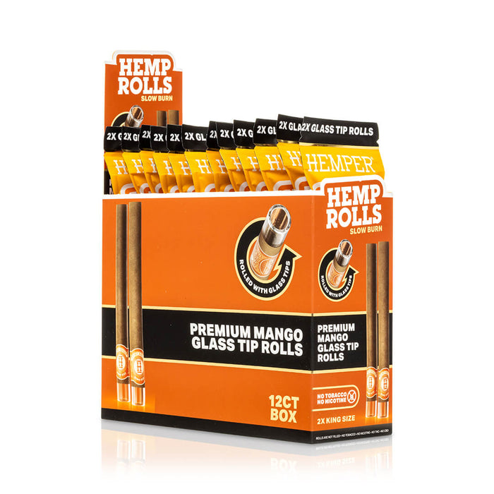 Pre-Rolled 2PK King Size Glass Tipped Hemp Rolls | 12ct Display
