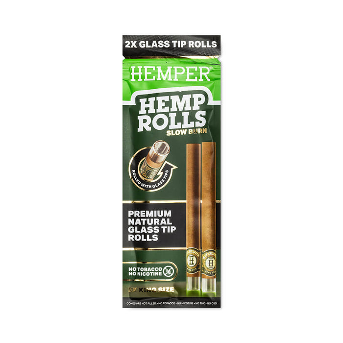 Pre-Rolled King Size Glass Tipped Hemp Rolls | 2PK