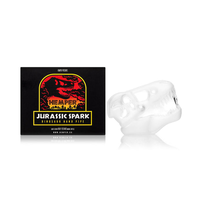 Hemper Jurassic Spark T-Rex Skull Glass Hand Pipe – 4″