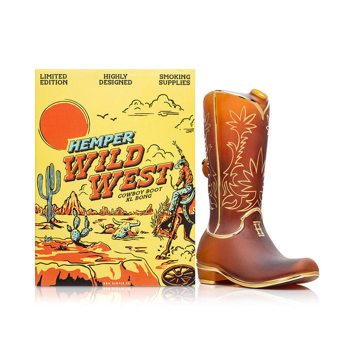 Hemper 9″ Wild West Cowboy Boot XL Glass Bong