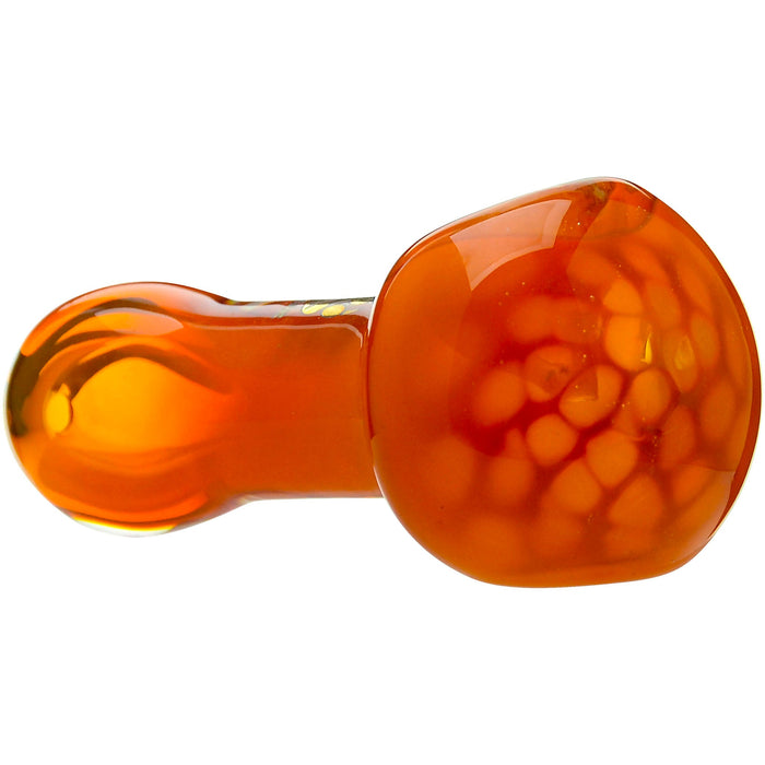 Calibear Glass Honeycomb Hand Pipe - Amber Borosilicate Glass Spoon Pipe