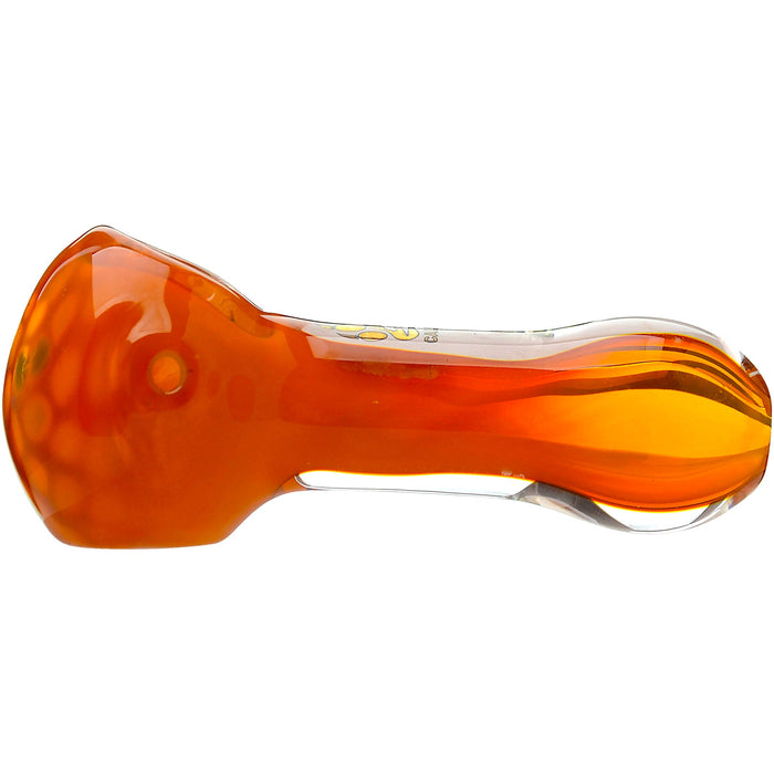 Calibear Glass Honeycomb Hand Pipe - Amber Borosilicate Glass Spoon Pipe