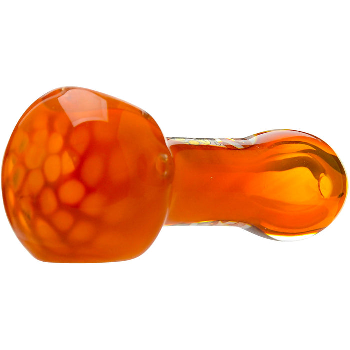 Calibear Glass Honeycomb Hand Pipe - Amber Borosilicate Glass Spoon Pipe