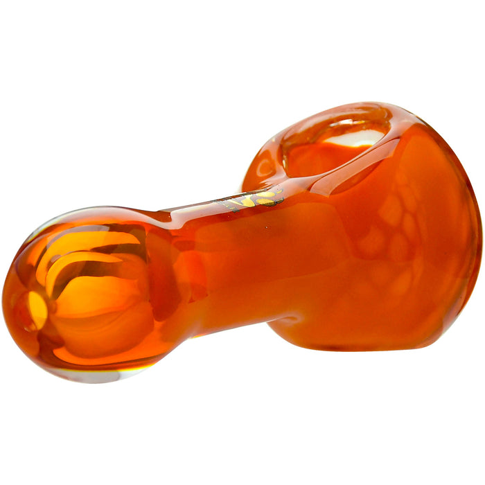 Calibear Glass Honeycomb Hand Pipe - Amber Borosilicate Glass Spoon Pipe