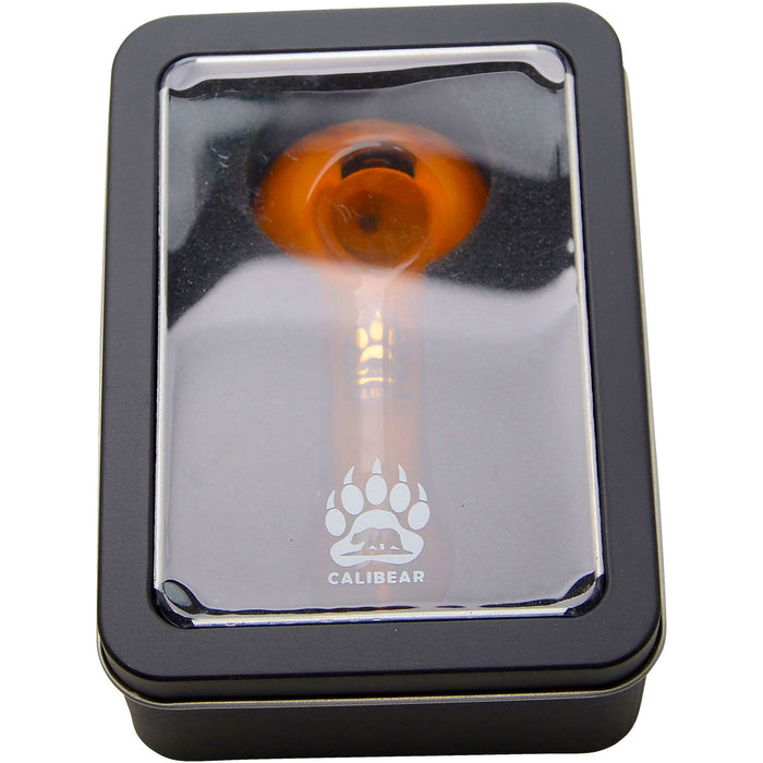Calibear Glass Honeycomb Hand Pipe - Amber Borosilicate Glass Spoon Pipe