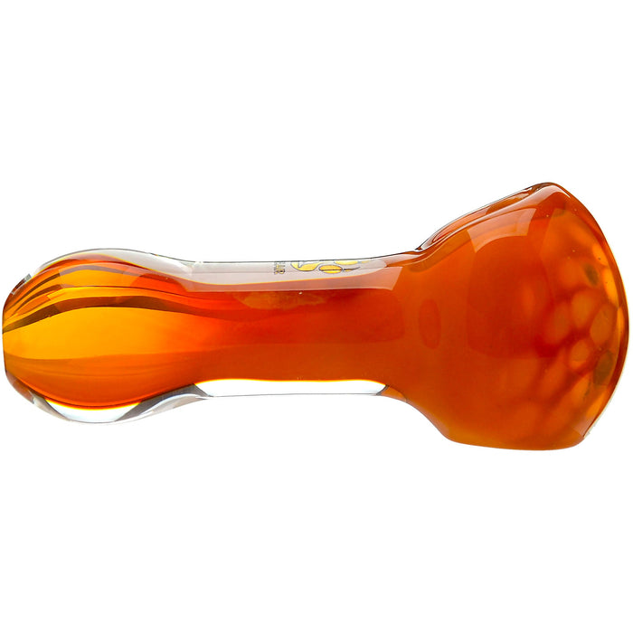 Calibear Glass Honeycomb Hand Pipe - Amber Borosilicate Glass Spoon Pipe