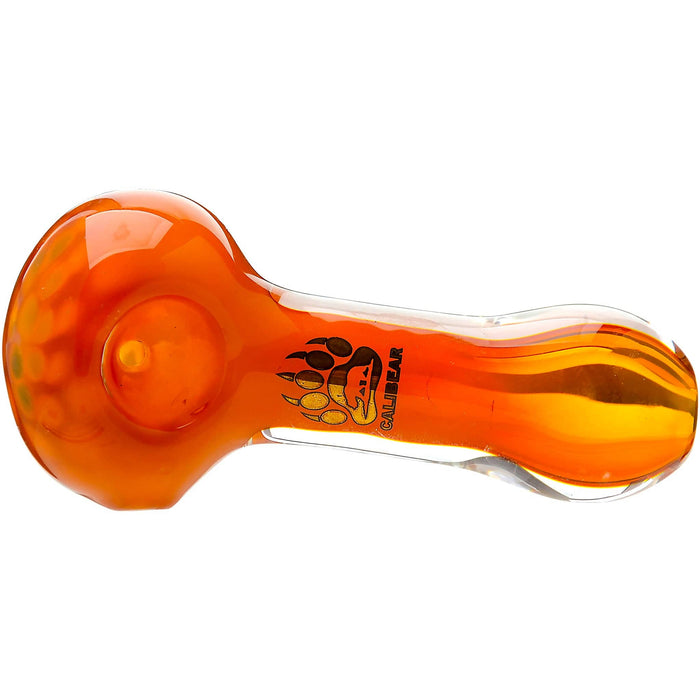 Calibear Glass Honeycomb Hand Pipe - Amber Borosilicate Glass Spoon Pipe