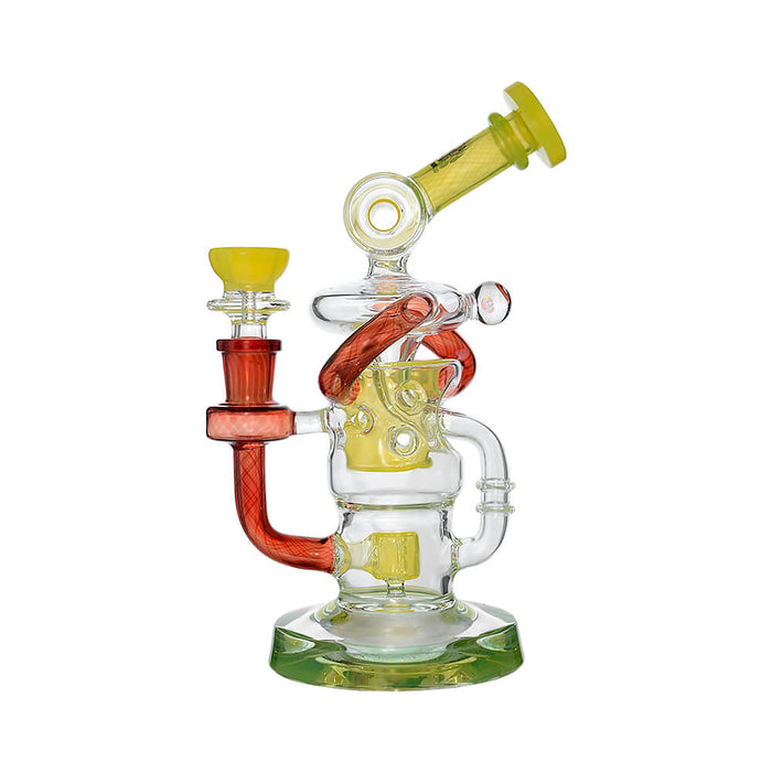 Calibear Honeycomb Twisted Recycler Dab Rig | 8" Borosilicate Glass Rig with Honeycomb Chamber & Twisted Recycler