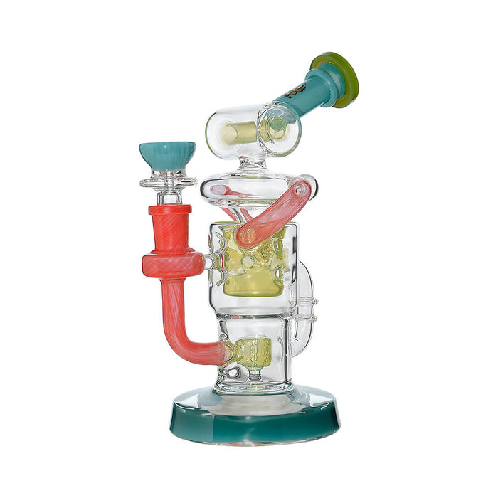 Calibear Honeycomb Twisted Recycler Dab Rig | 8" Borosilicate Glass Rig with Honeycomb Chamber & Twisted Recycler