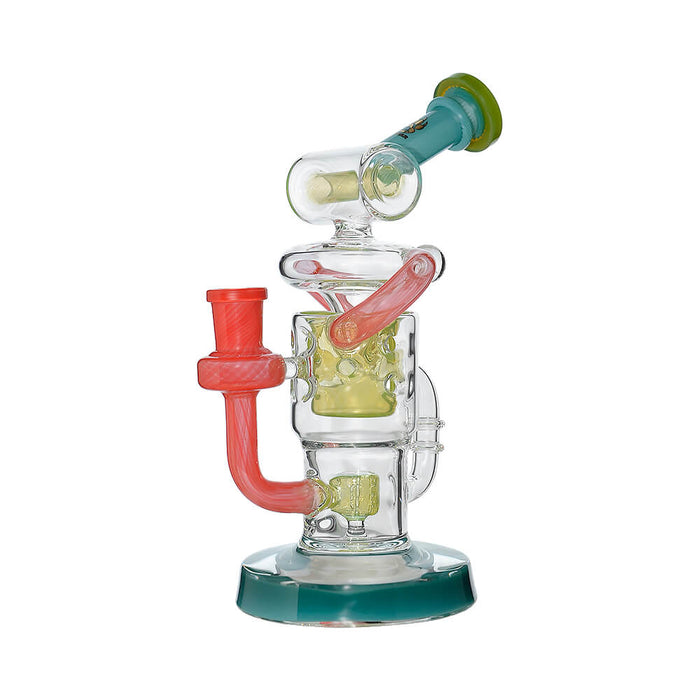 Calibear Honeycomb Twisted Recycler Dab Rig | 8" Borosilicate Glass Rig with Honeycomb Chamber & Twisted Recycler