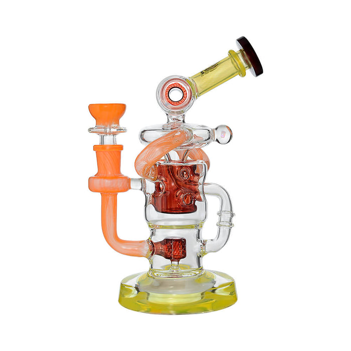 Calibear Honeycomb Twisted Recycler Dab Rig | 8" Borosilicate Glass Rig with Honeycomb Chamber & Twisted Recycler